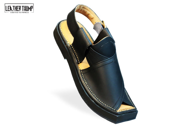 Matte Black Kaptaan Chappal