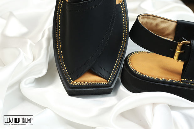 Matte Black Kaptaan Chappal