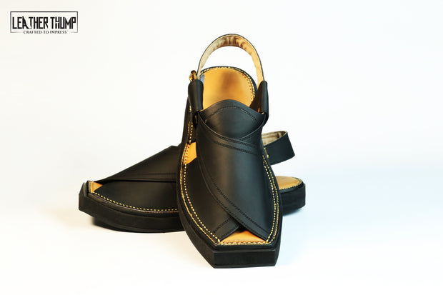 Matte Black Kaptaan Chappal