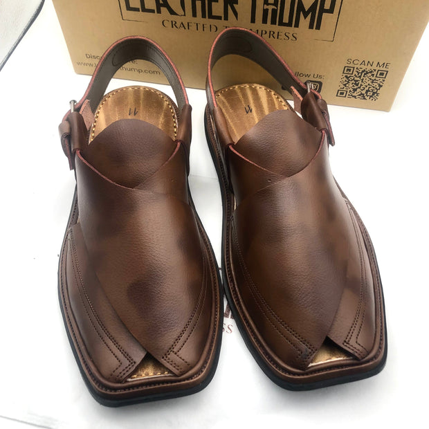 Double Shade Brown Peshawri Chappal